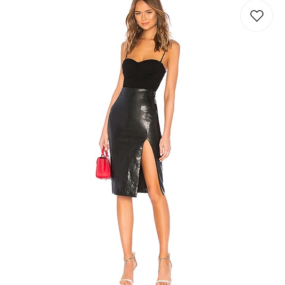 superdown Dresses & Skirts - Superdown Black Jezabel Faux Leather Midi Skirt